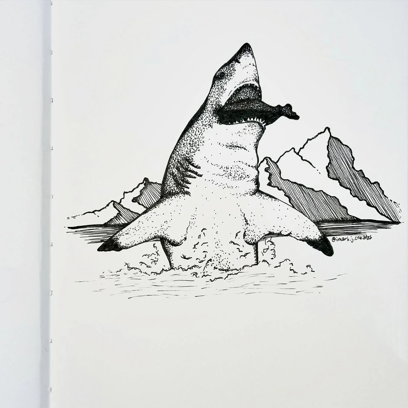 Day13: Horizon 🌄🦈 @inktober #inktober #inktober2024 #inktober2024horizon #horizon #shark #sharklover #pendrawing #penandink