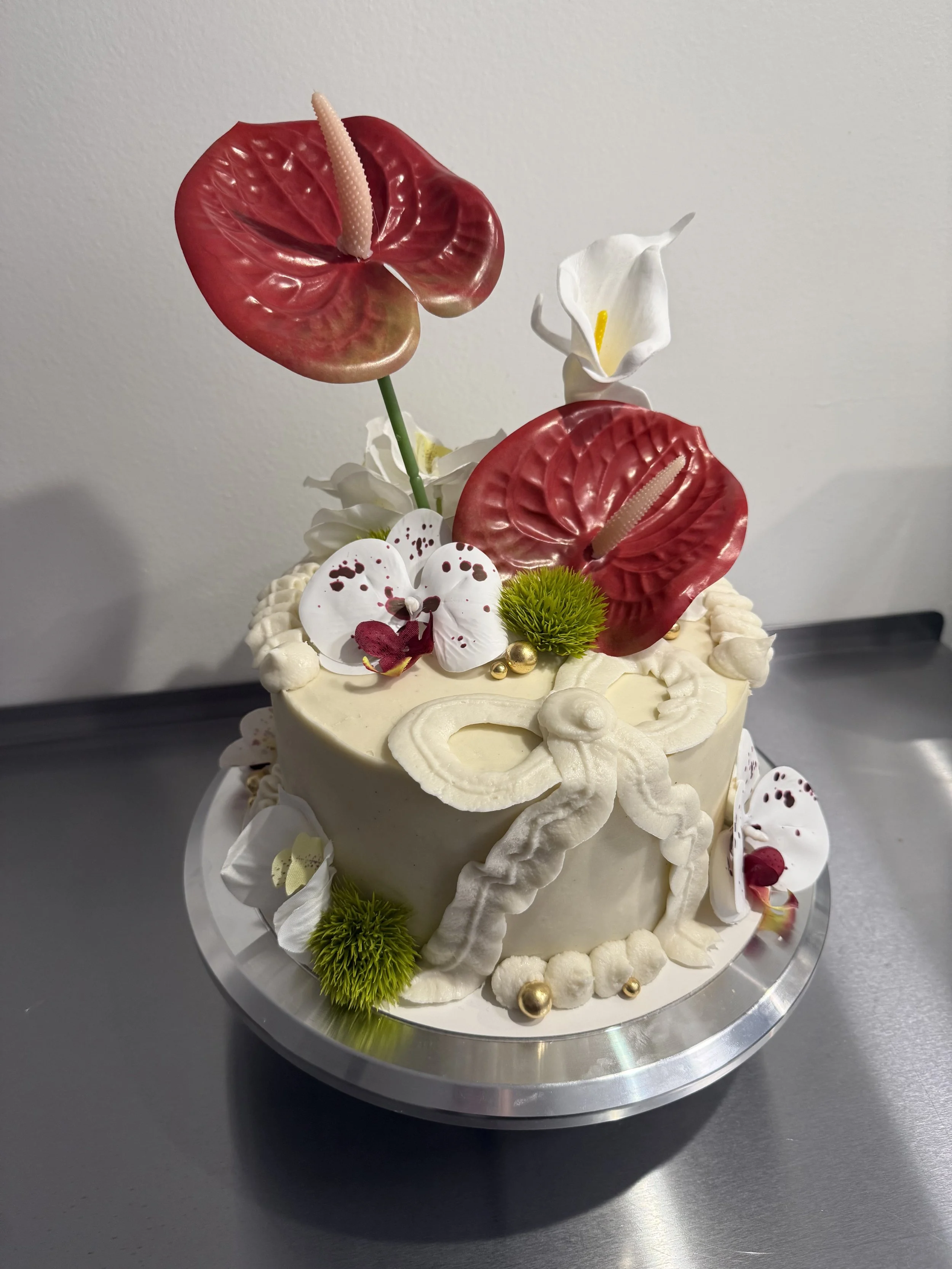 earl grey cake with faux florals