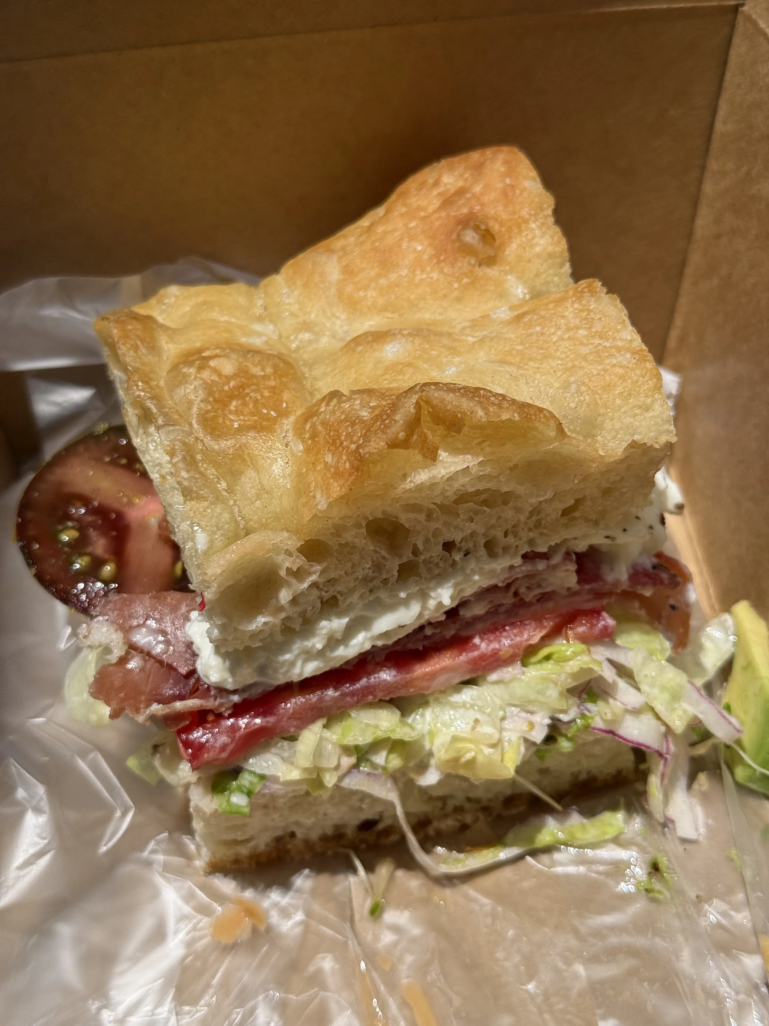 focaccia sandwich with stracciatella