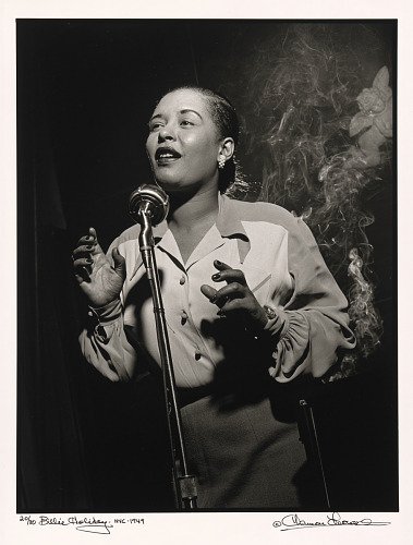 [Herman Leonard, "Billie Holiday," 1949]