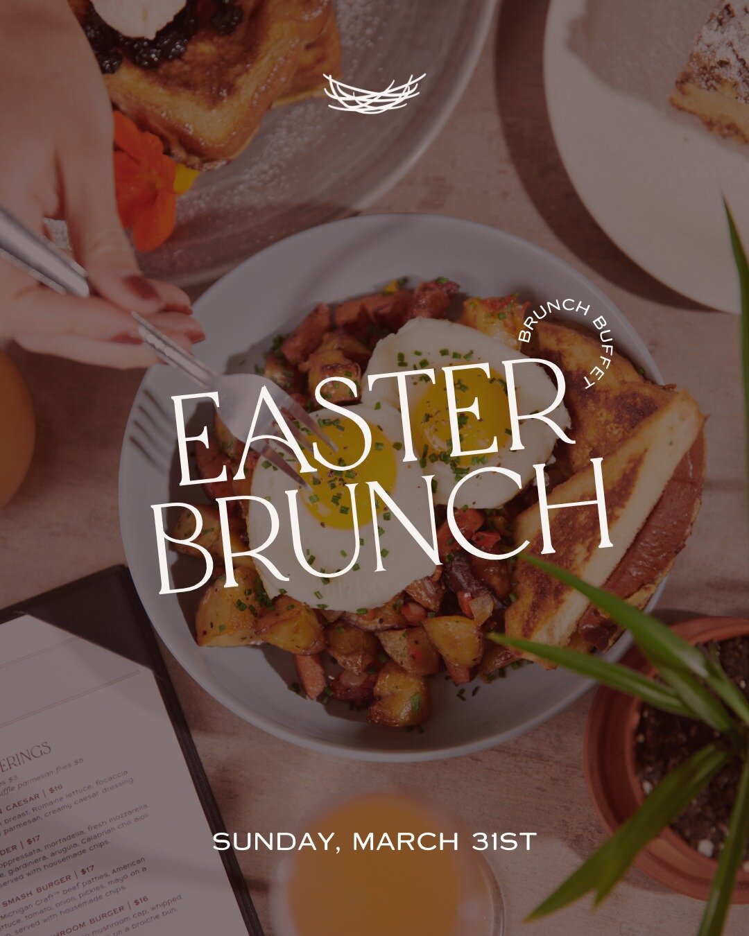 We have an egg-stra special Easter Sunday Brunch planned for you! 🐰

This brunch buffet showcases our chef's favorite brunch fare just for you and the family! You can expect the Easter Bunny to make their rounds and visit each table, too. The brunch