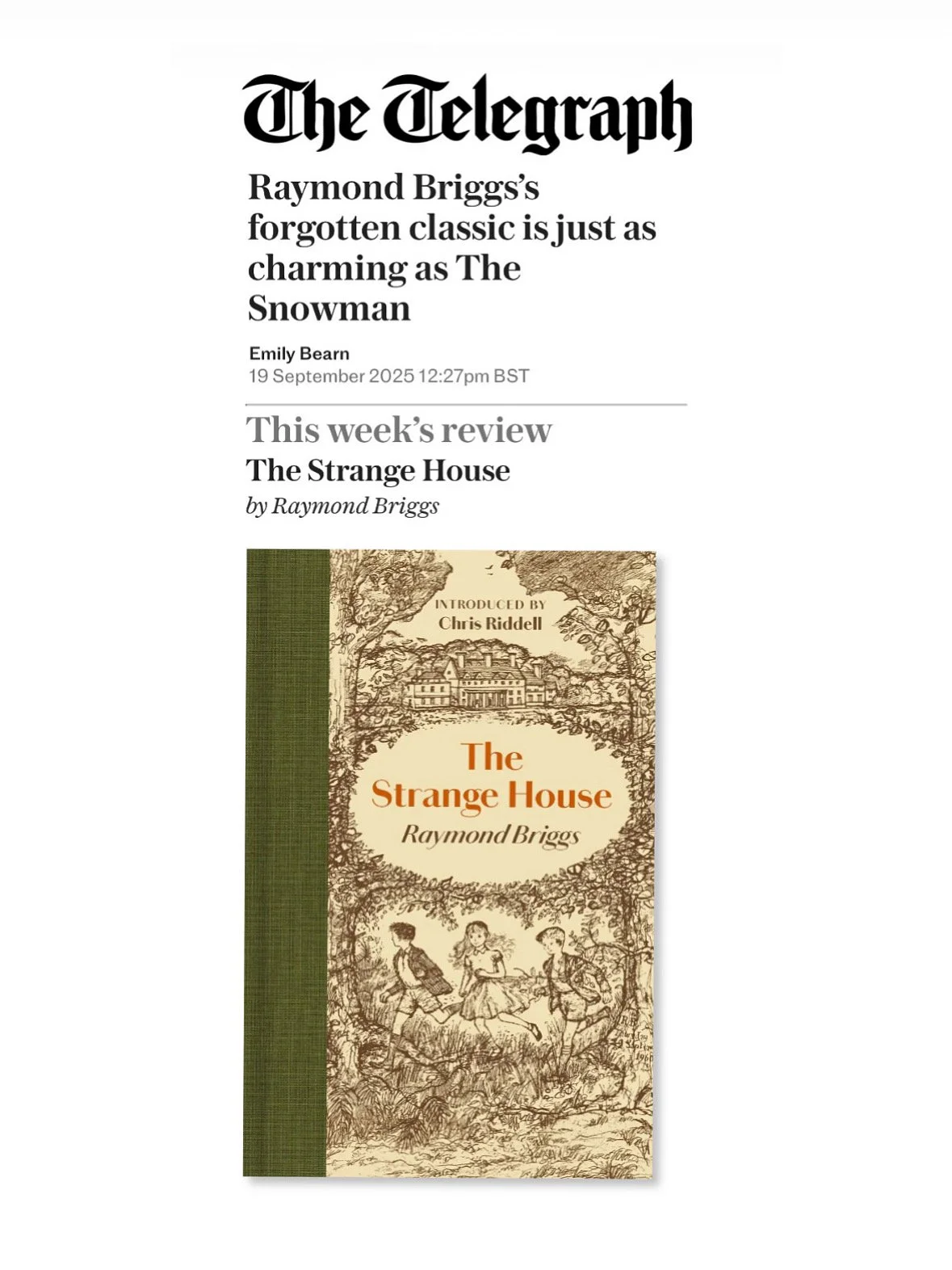 The Strange House by Raymond Briggs, A Manderley Press edition 2025, introduced by Chris Riddell