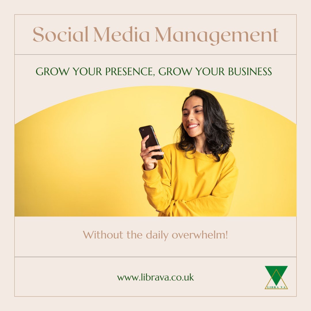 Your online presence should work for your business - not become another task on your to-do list.

At Libra VA Services, our Social Media Management Package is designed to help you stay visible, consistent, and engaging across your digital platforms, 