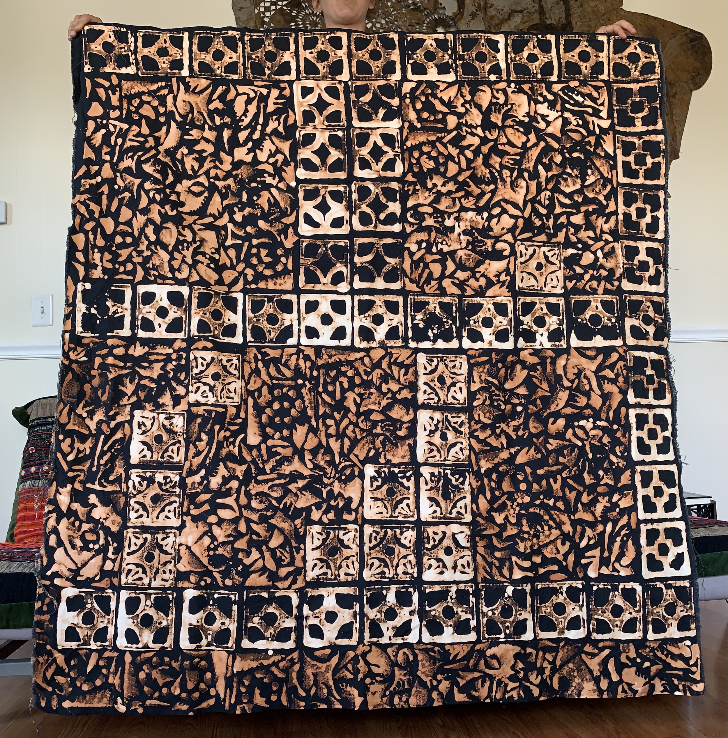 detritus bleach stamped fabric. cotton, bleach. 2021