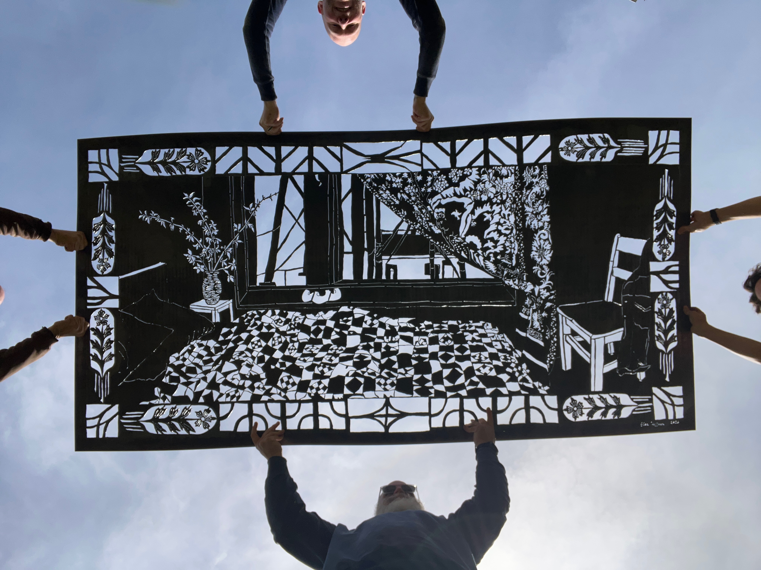 view from the boiler room  |  4’ x 8' x 1/16”  |  plasma cut steel   |  created at Firefest during the Metals Artist Residency, 2026  |  in the Starworks permanent collection