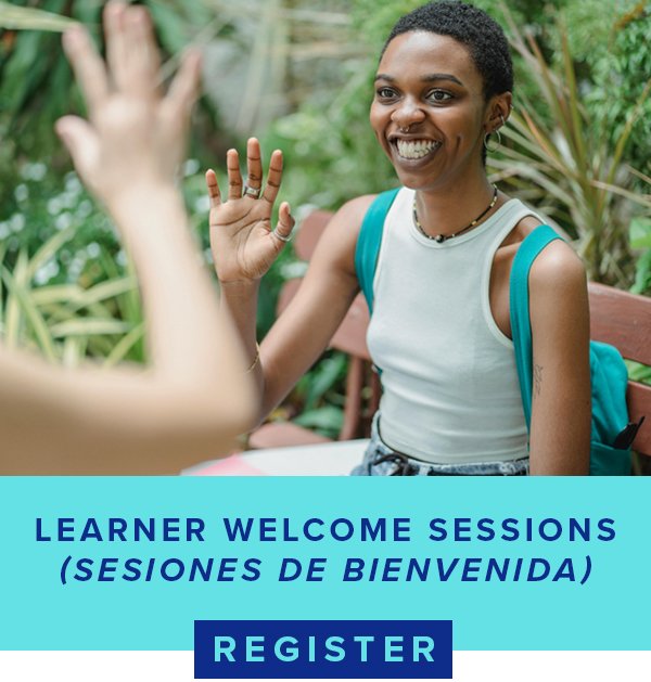 Join us for a Learner Welcome Session! We will learn how to activate your EnGen account, find courses that are interesting and aligned with your goals, use additional services that are available to you (for example, workshops, private classes,