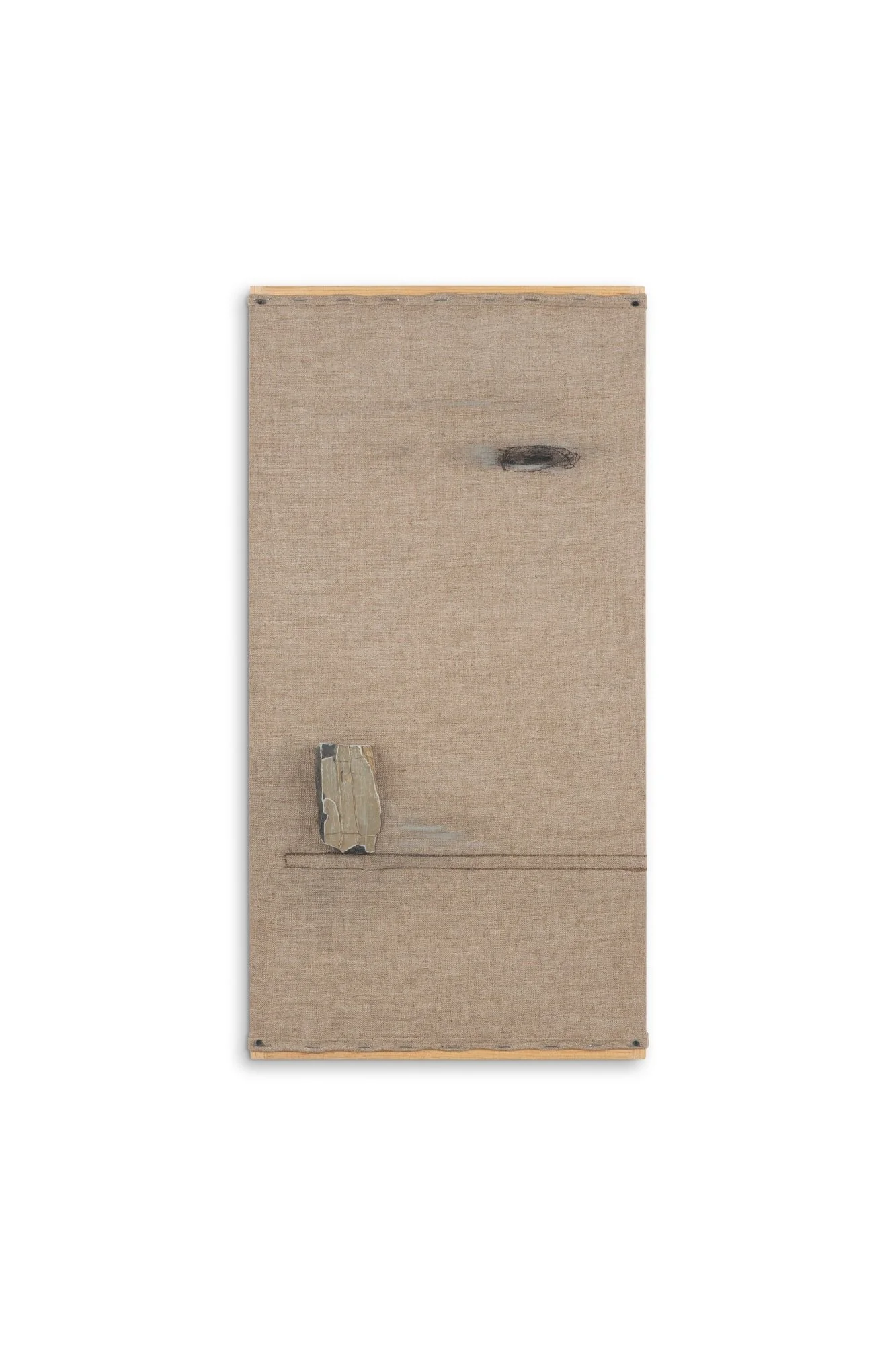 Thalames #2, 2025 /
Oil, graphite, stone and wood on linen /
60cm x 40cm