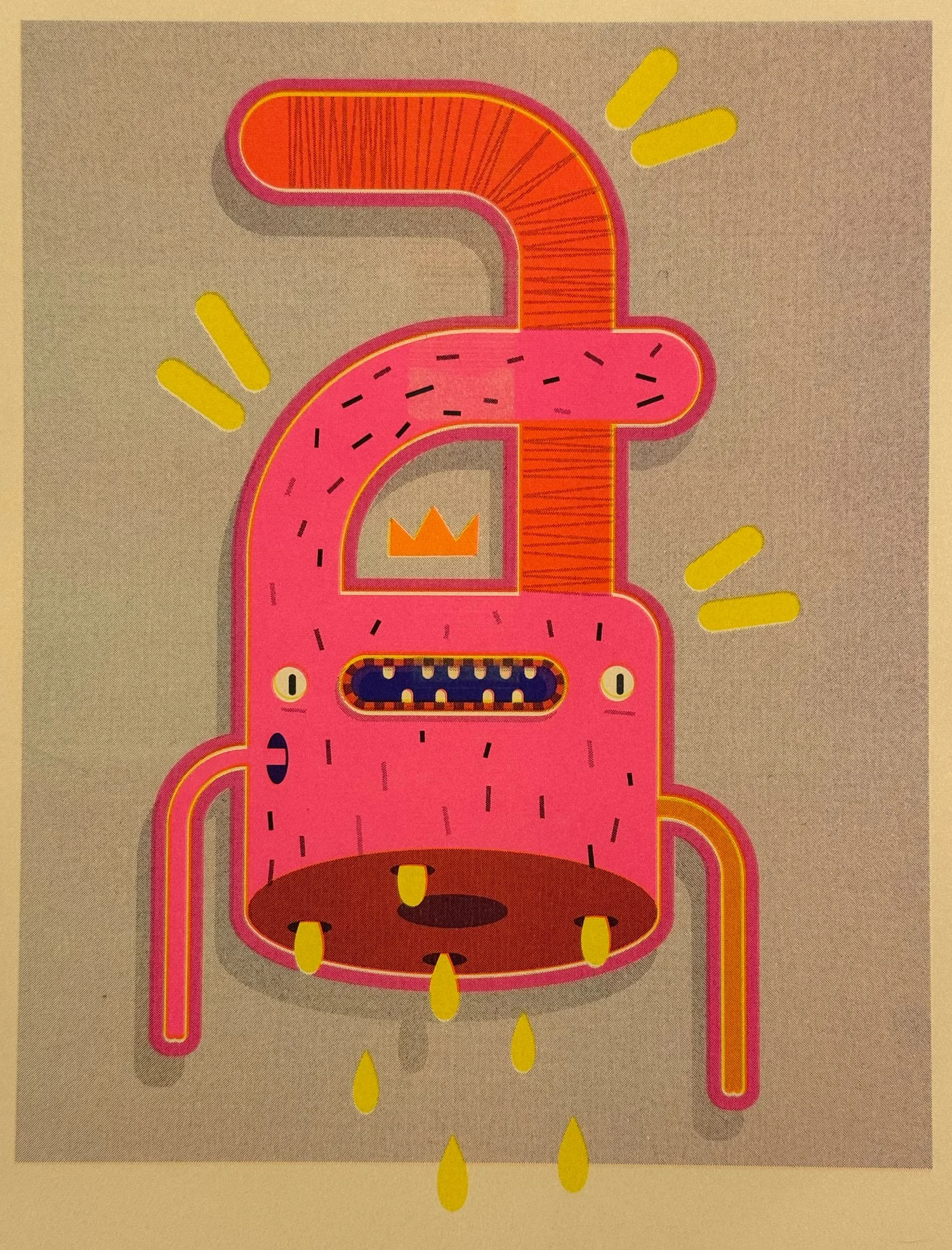 Sunshine Drops Lost His Head - Riso Print Sample by Ray Tollison