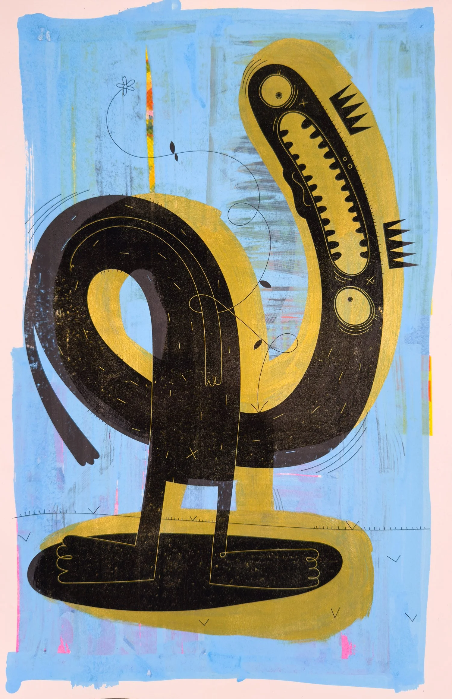 Twisted on Gold Monoprint