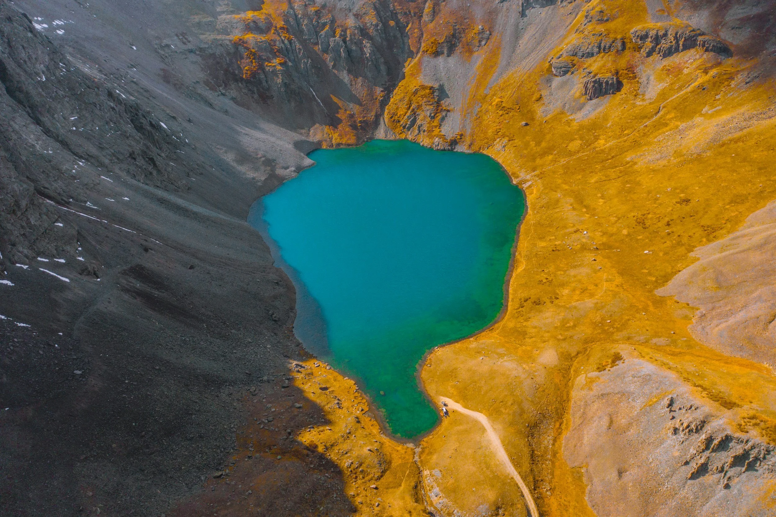 Blue Alpine lake on mountains