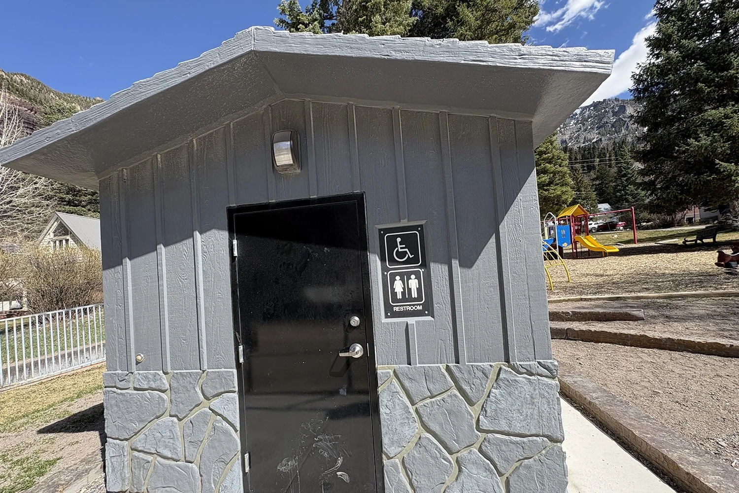 Exterior of the bathroom at the Women's Club Mini Park
