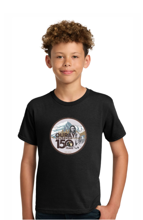 Kid wearing black tshirt with 150th logo