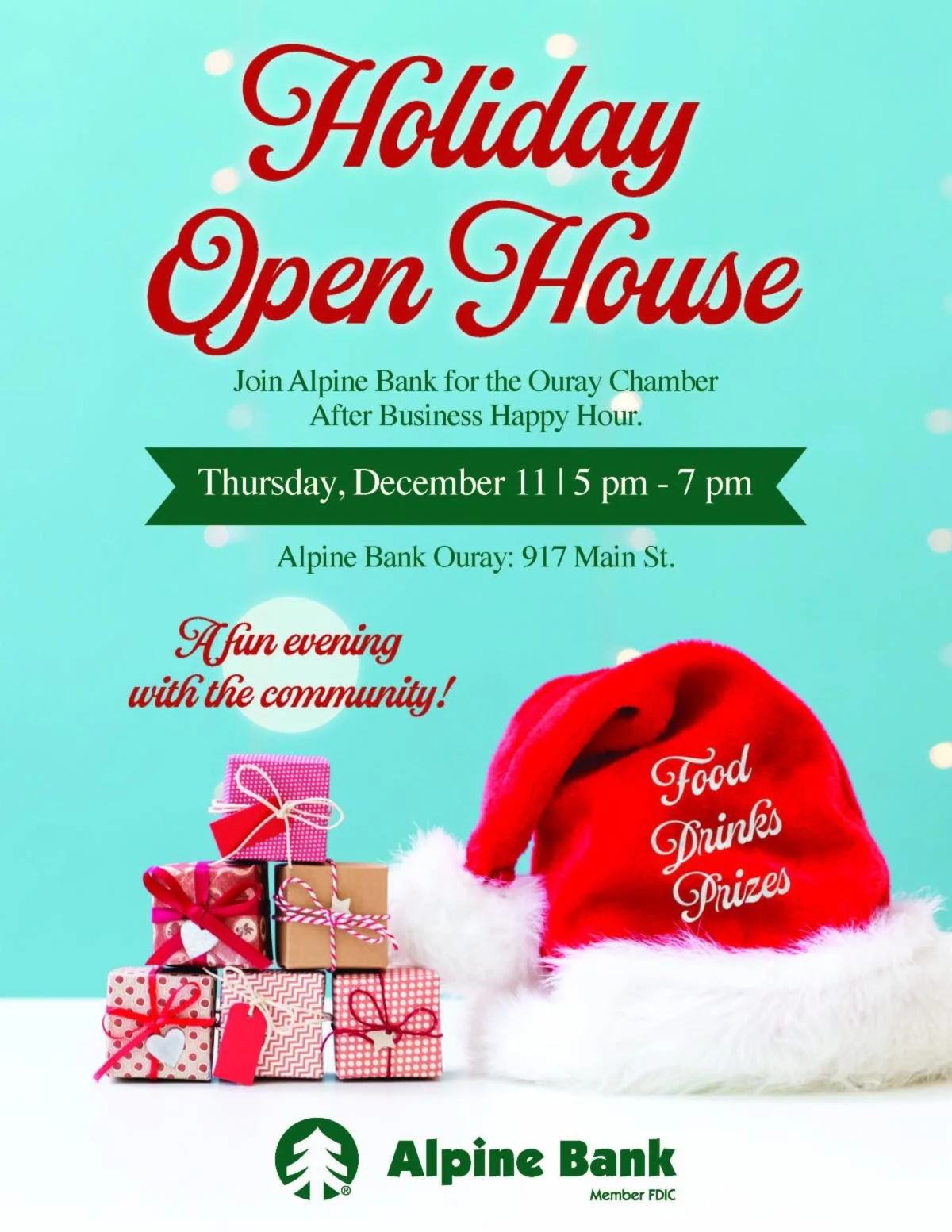 Holiday Open House Alpine bank flyer
