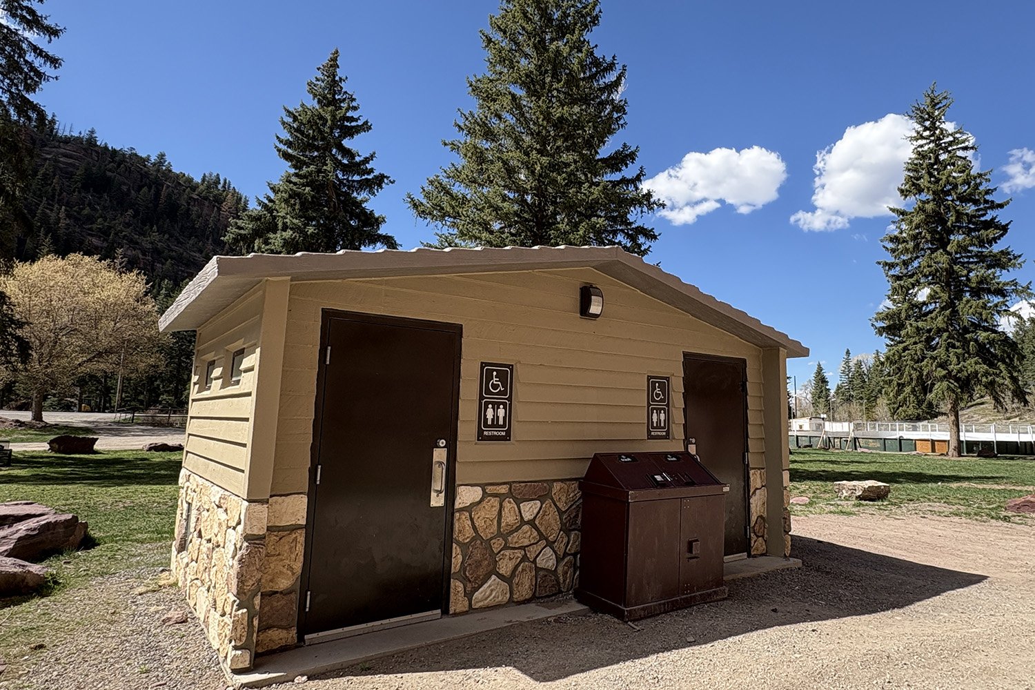 Outdoor view of the Rotary Park restrooms