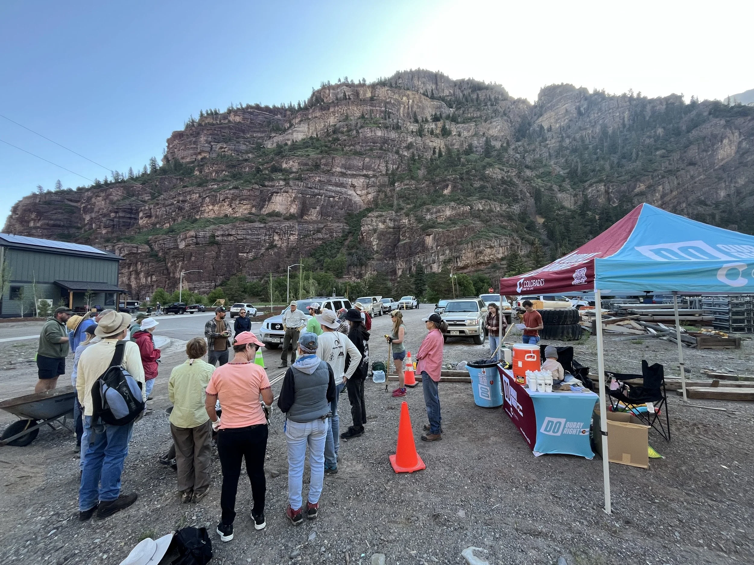 group circled around for volunteer day