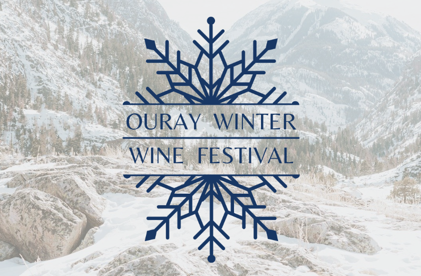 Ouray Winter Wine Festival Winter scene with snowflake