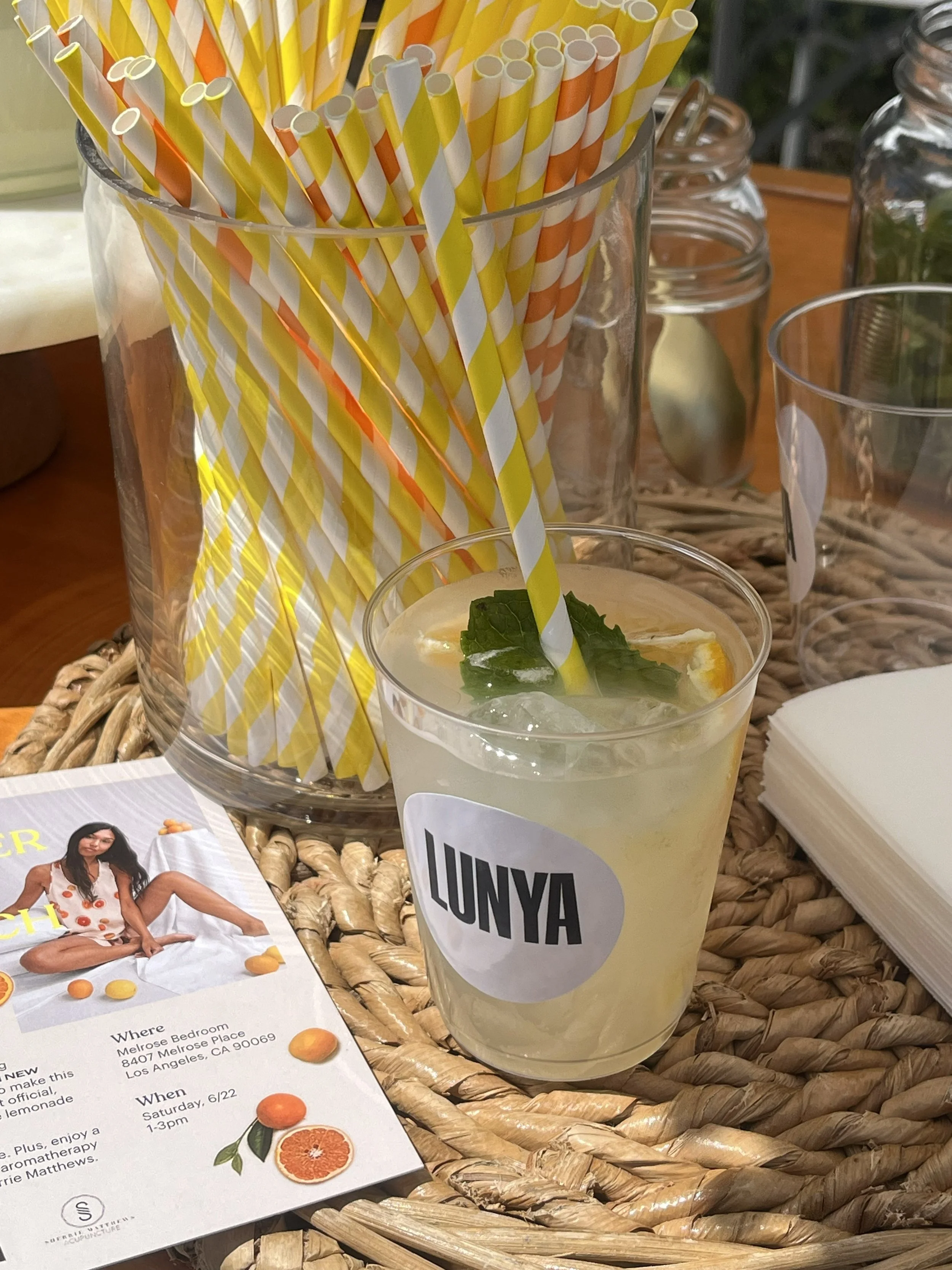 lemonade cup with custom LUNYA logo for a storefront activation