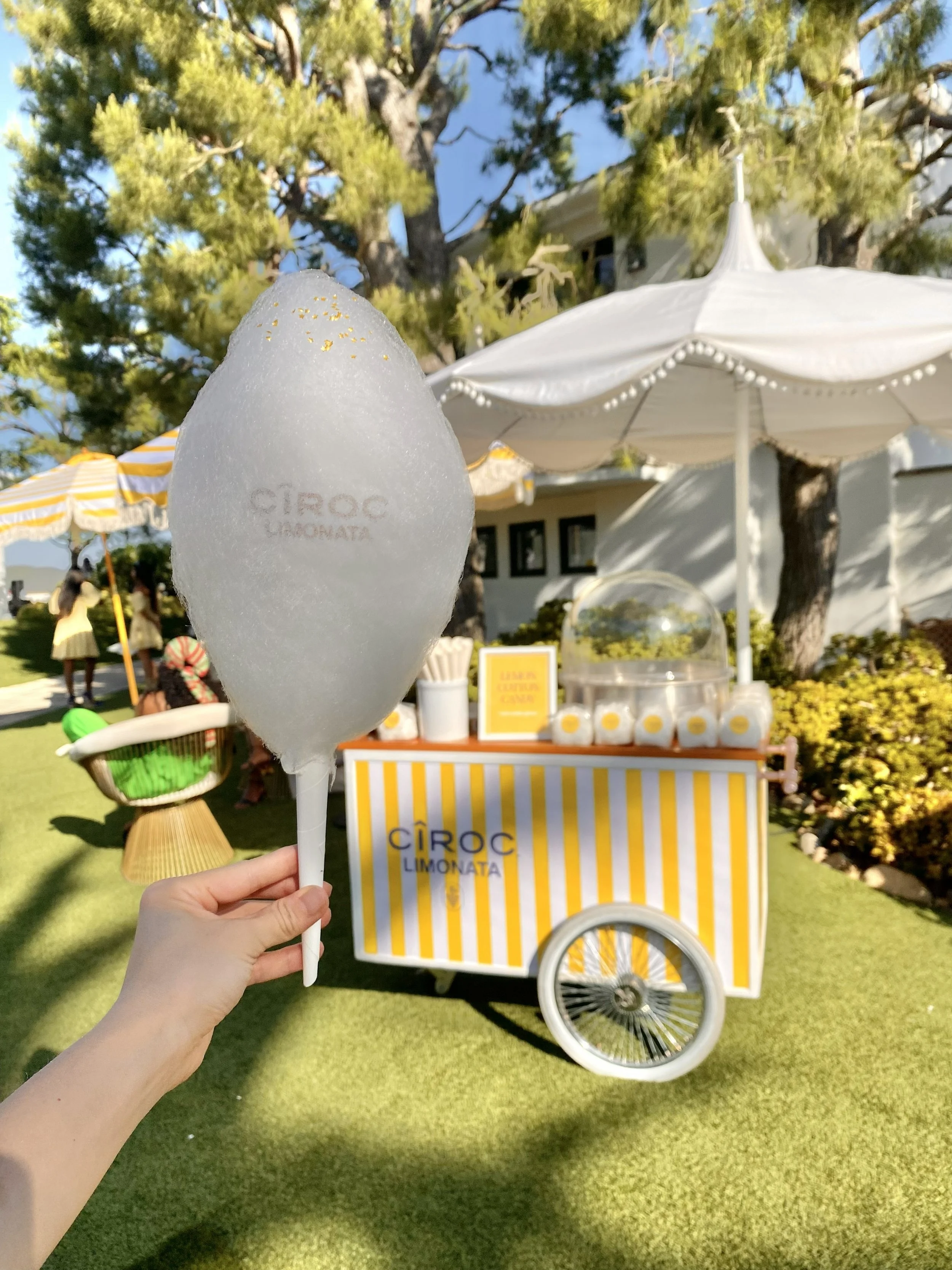 a cotton candy event for ciroc limonata, cotton candy in the foreground cart in the background
