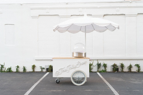 Catering cart with interchangeable services for cotton candy, popcorn, and specialty catering