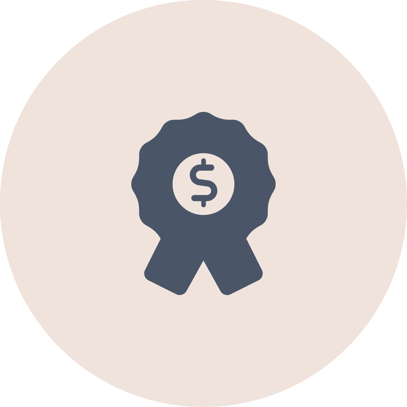 A ribbon badge with a dollar sign inside.