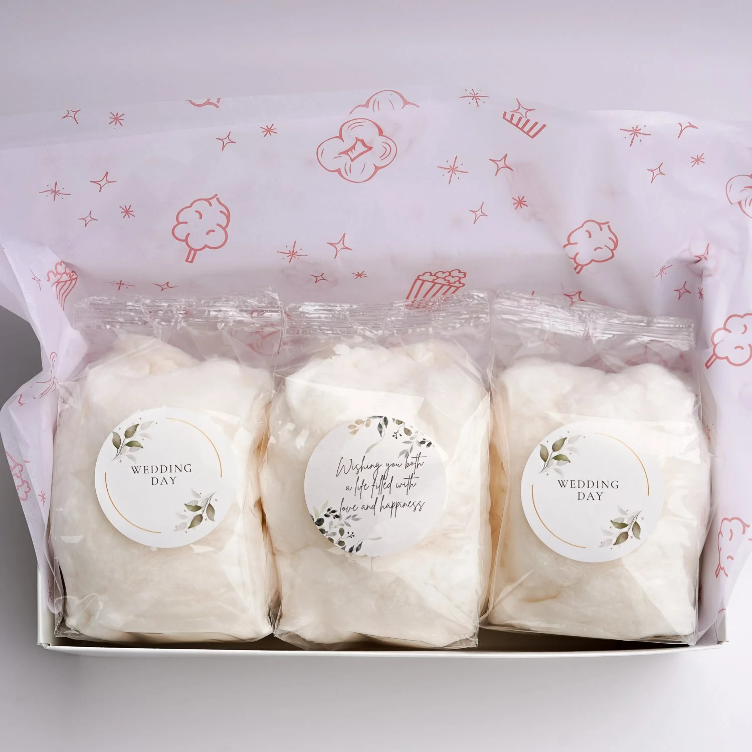 a wedding cotton candy gift box
