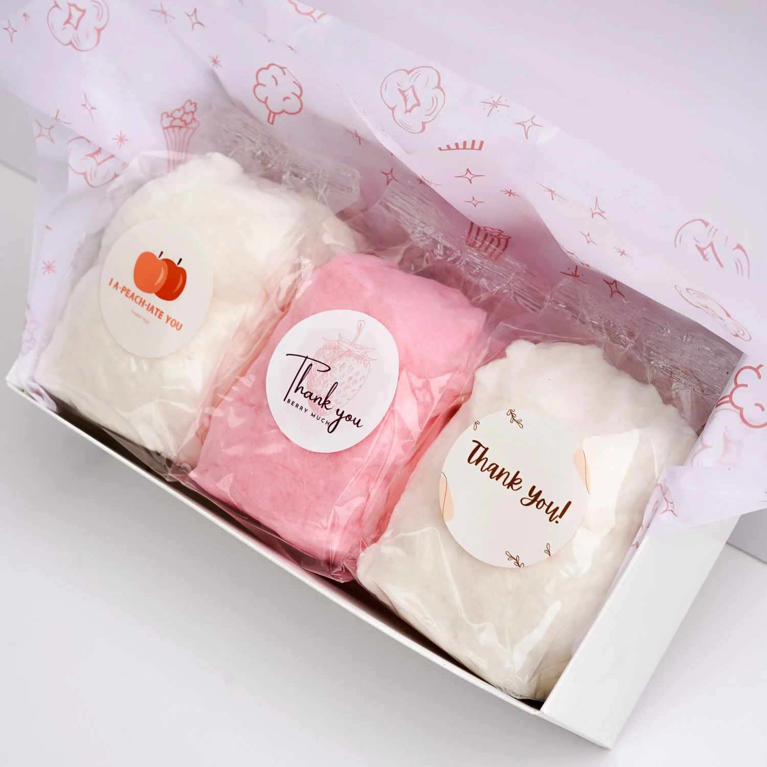 a thank you cotton candy gift box