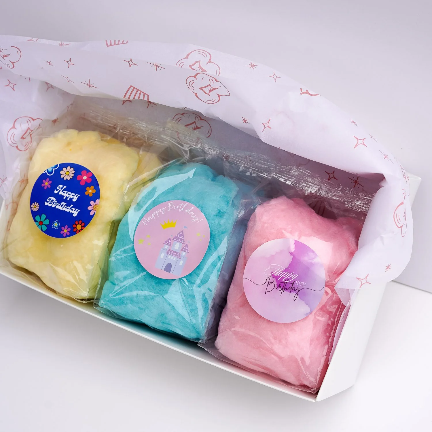 a happy birthday cotton candy gift box