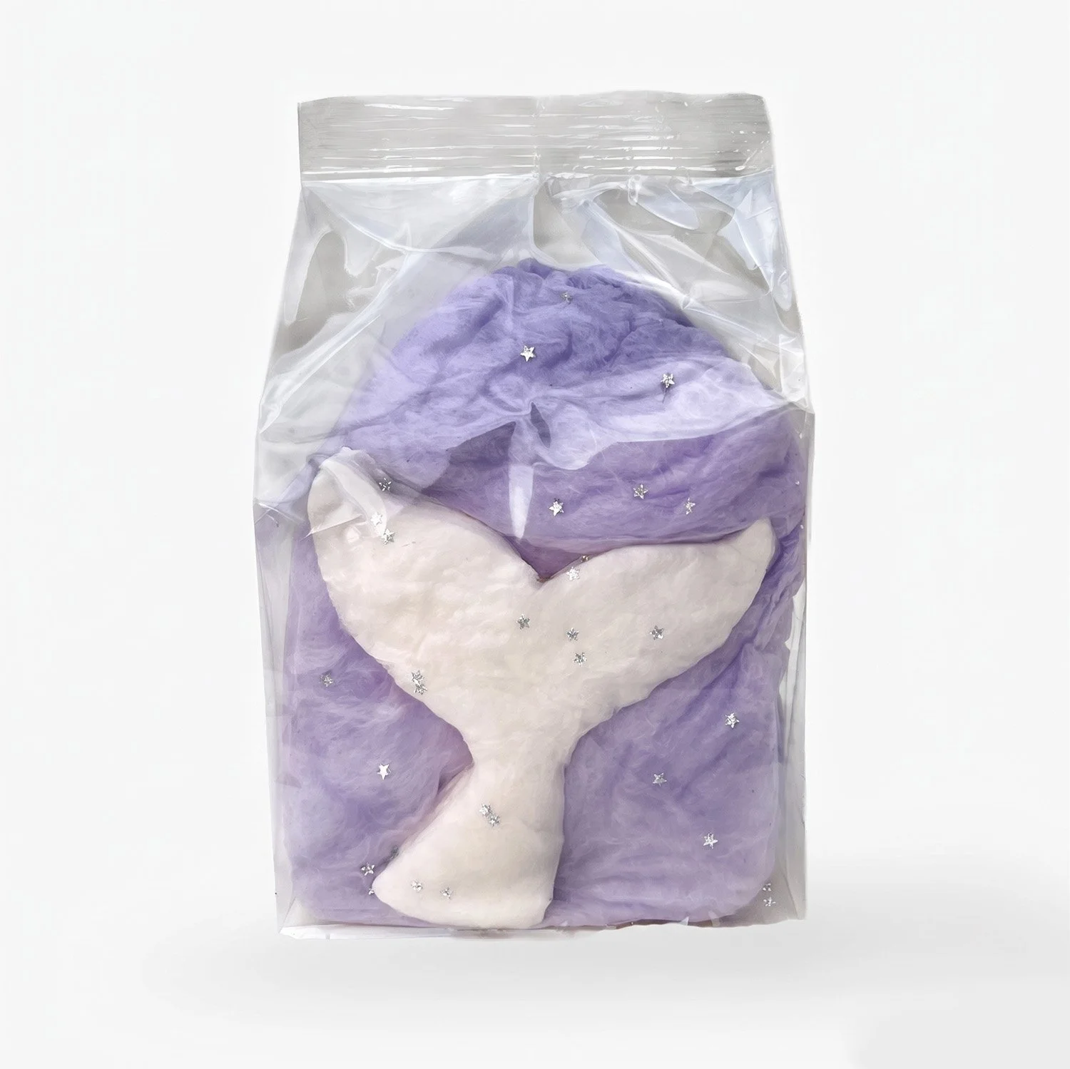 a blue cotton candy favor bag with an edible mermaid tail edible glitter