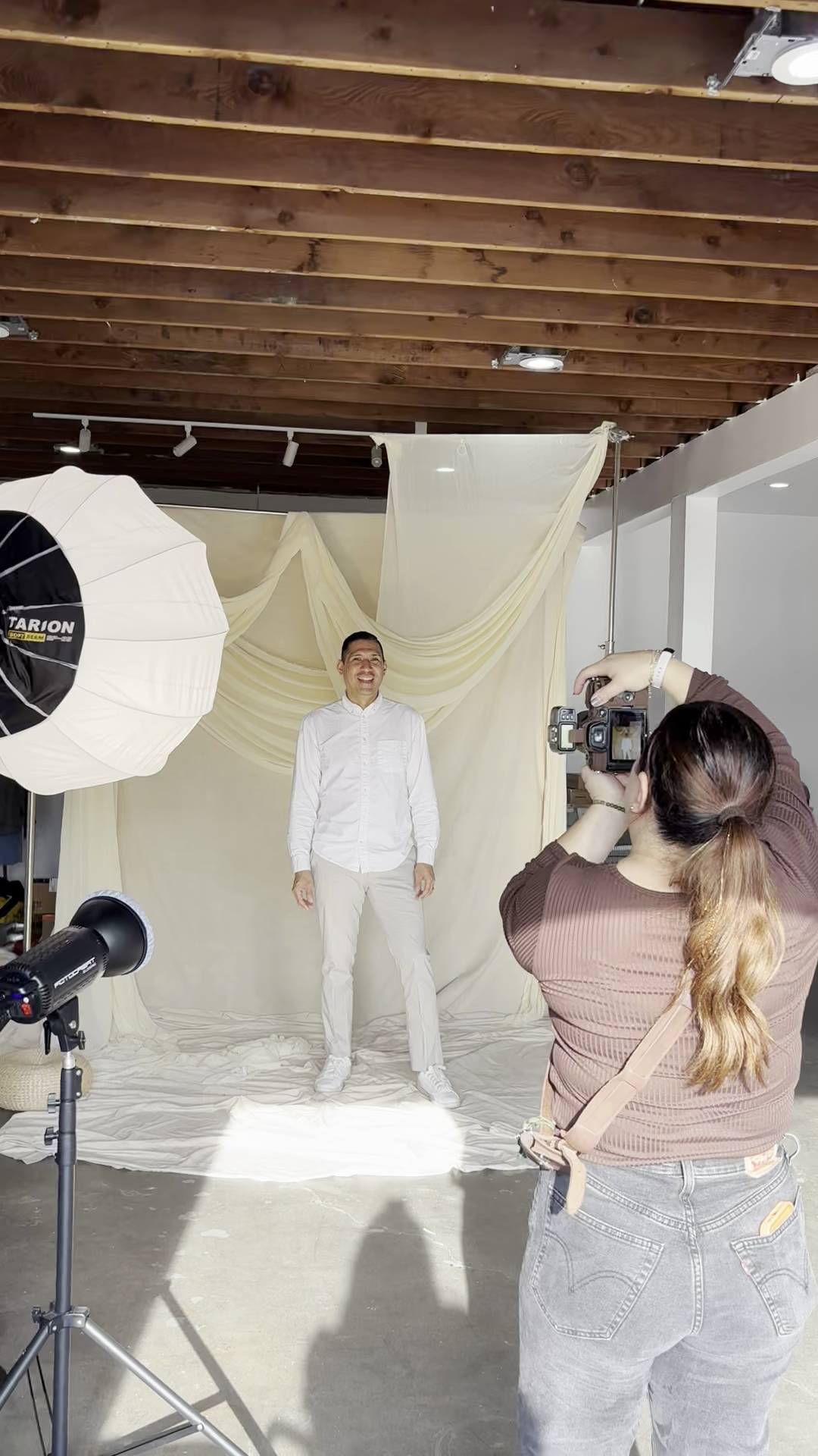 Content shoot setup at the Norwalk warehouse studio