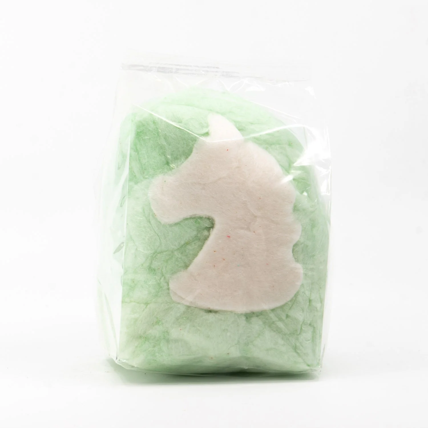 a green unicorn cotton candy favor bag