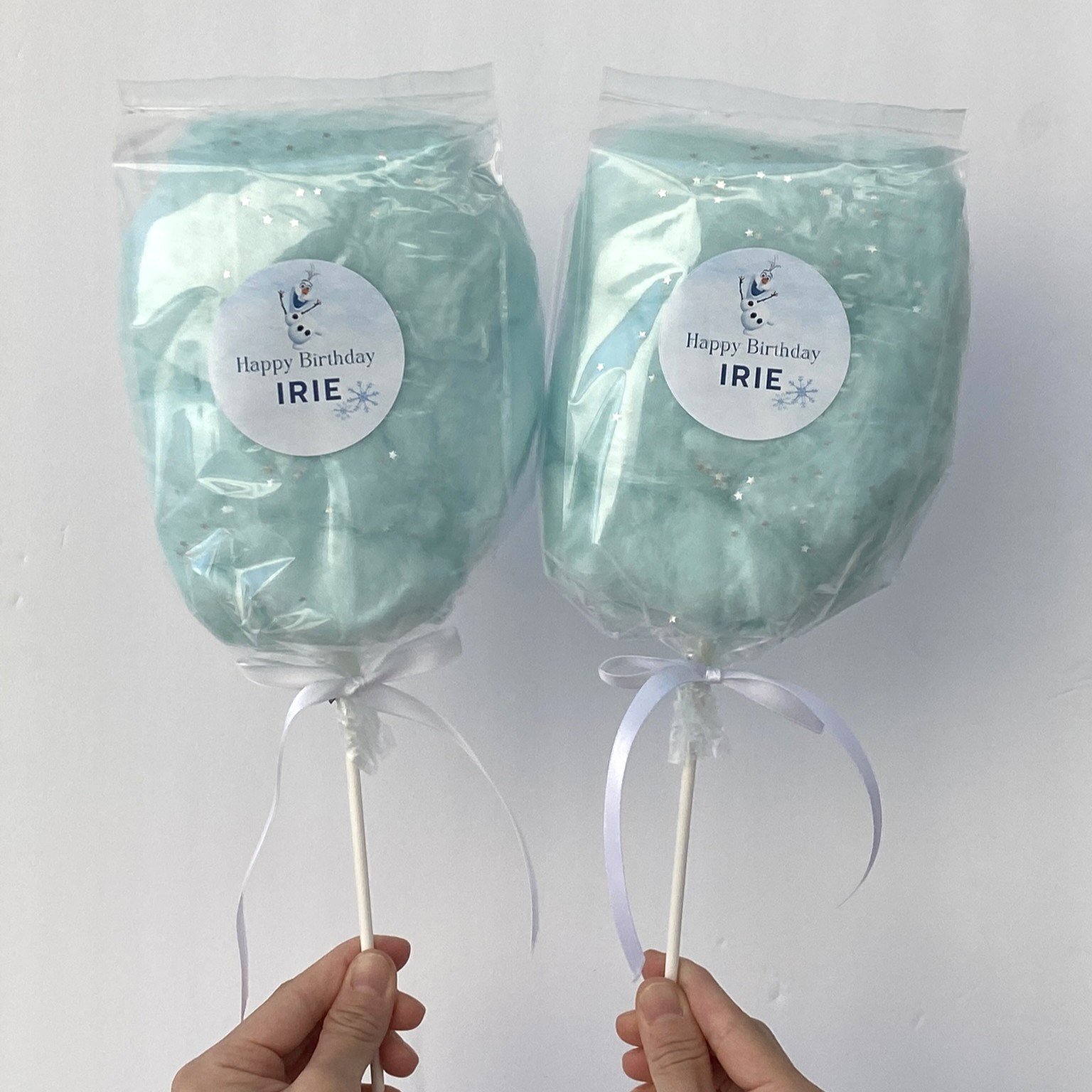 white package cotton candy on a stick birthday party favor