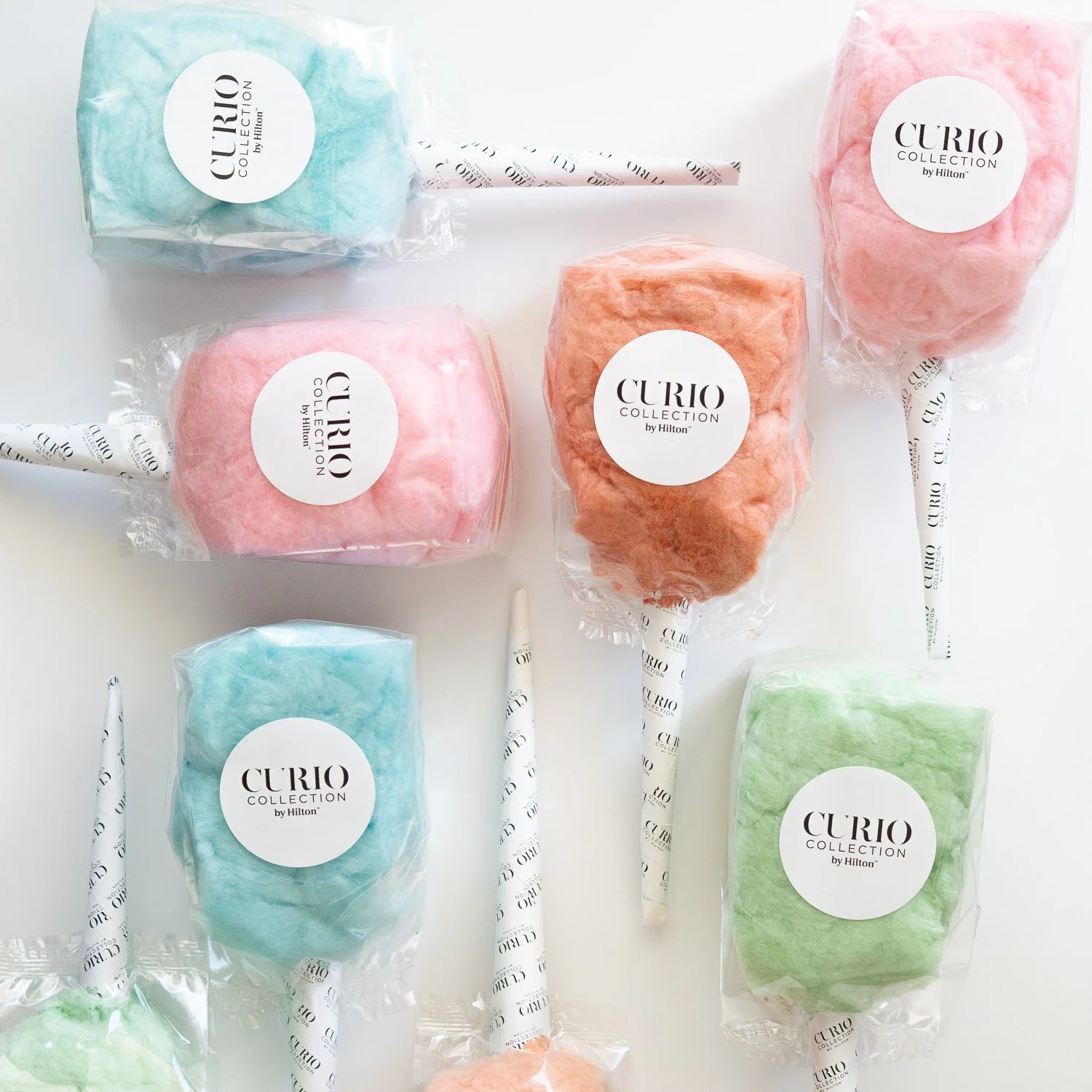 Custom-branded cotton candy in printed cones for corporate giveaways