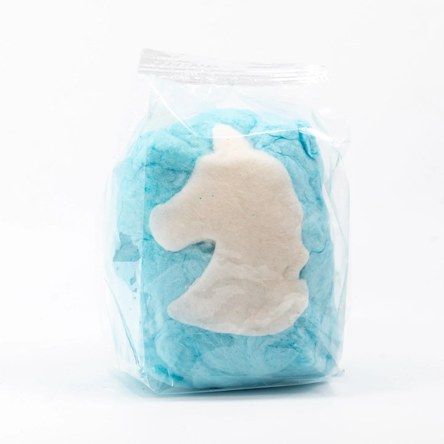 a blue unicorn cotton candy favor bag