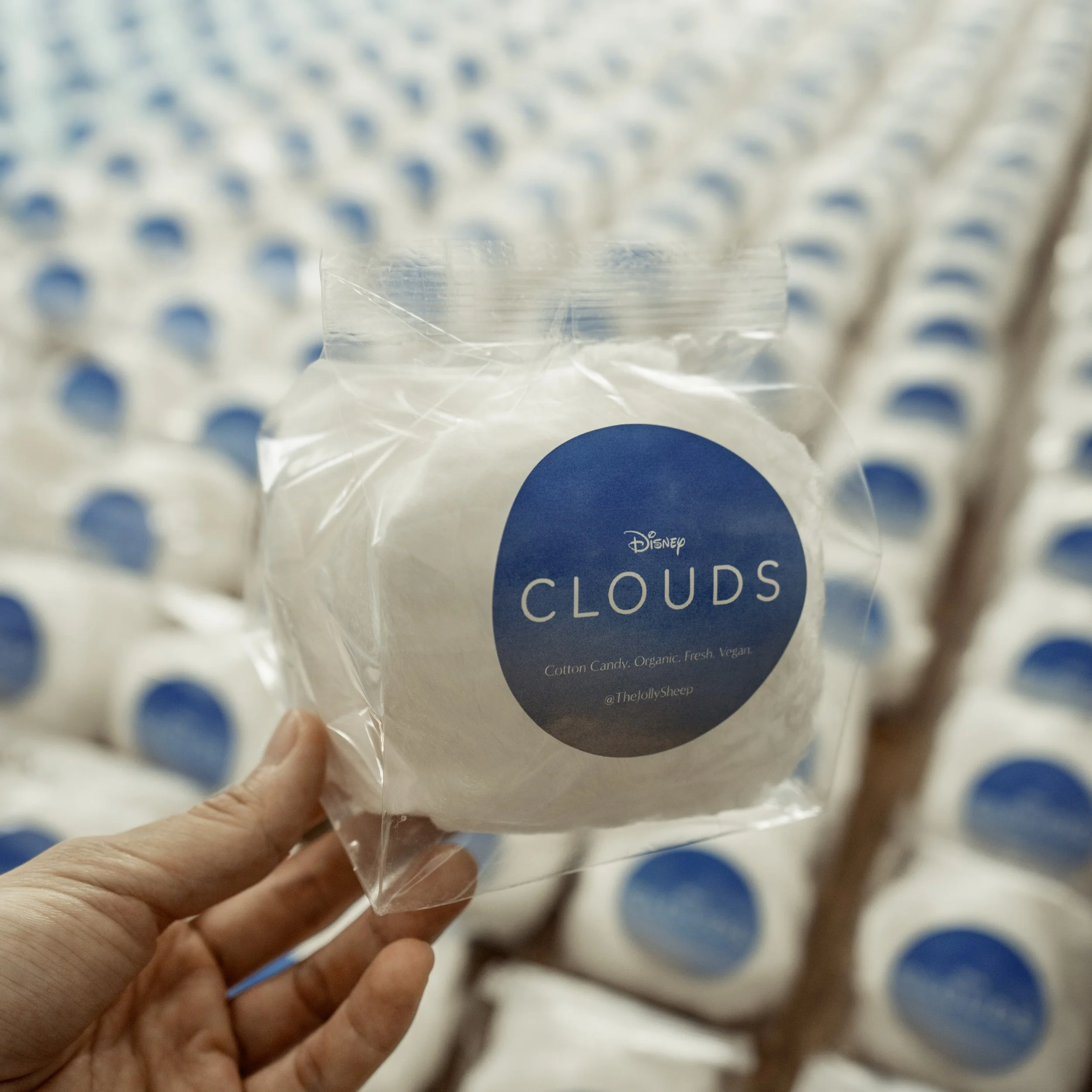 custom branded cotton candy favors for a disney plus movie premiere snack box