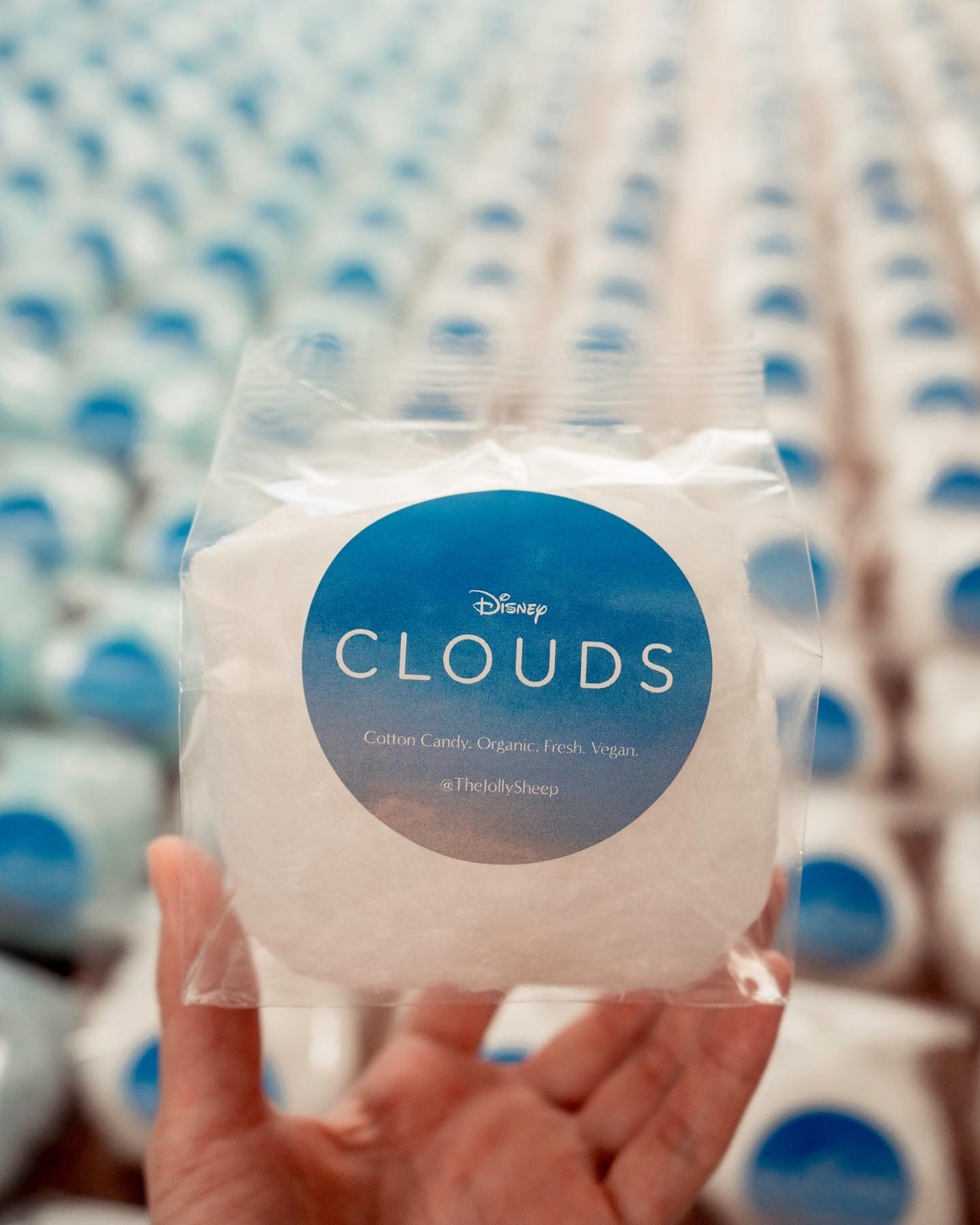 Custom-branded cotton candy favor for Disney Plus— bulk gifting and wholesale packaging