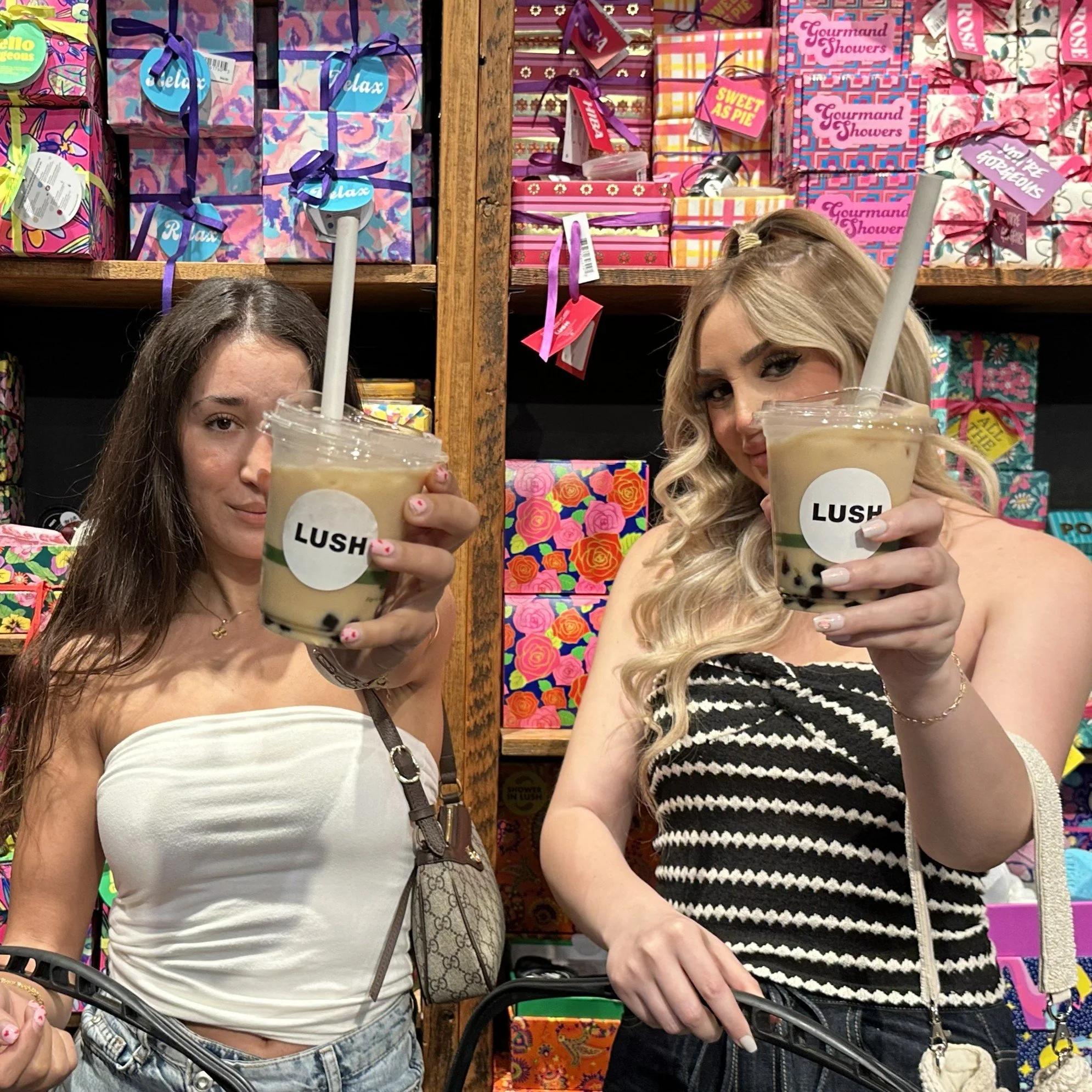 The Jolly Sheep providing boba tea catering at a LUSH cosmetics brand activation at their Glendale store