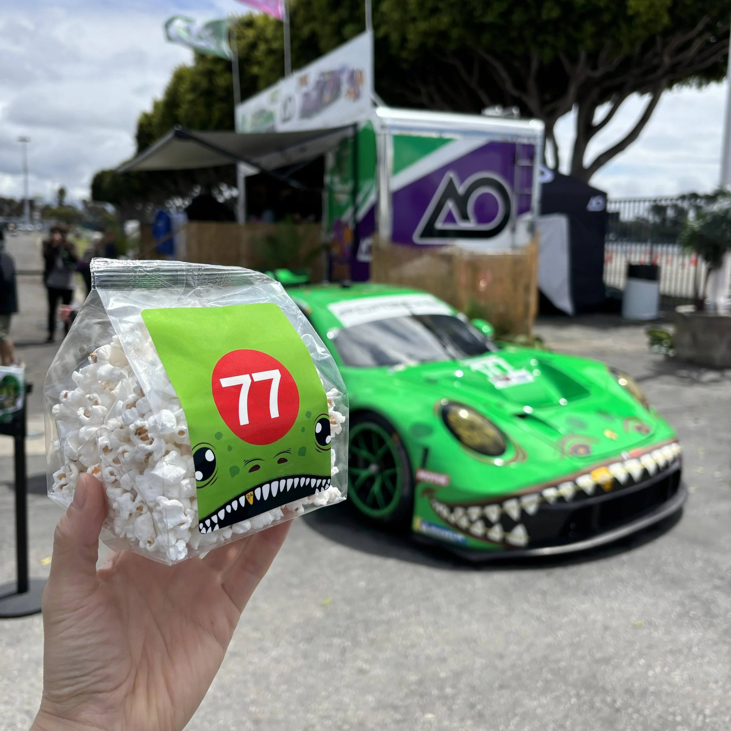 custom branded popcorn bag for a porsche event
