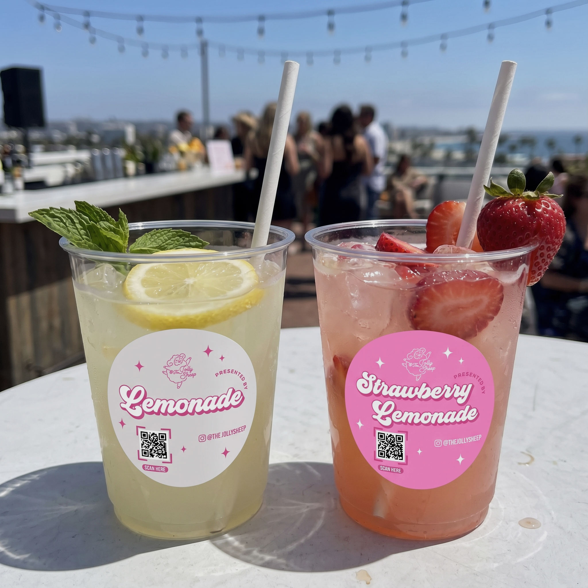 lemonade and strawberry lemonade in a cup with custom labels