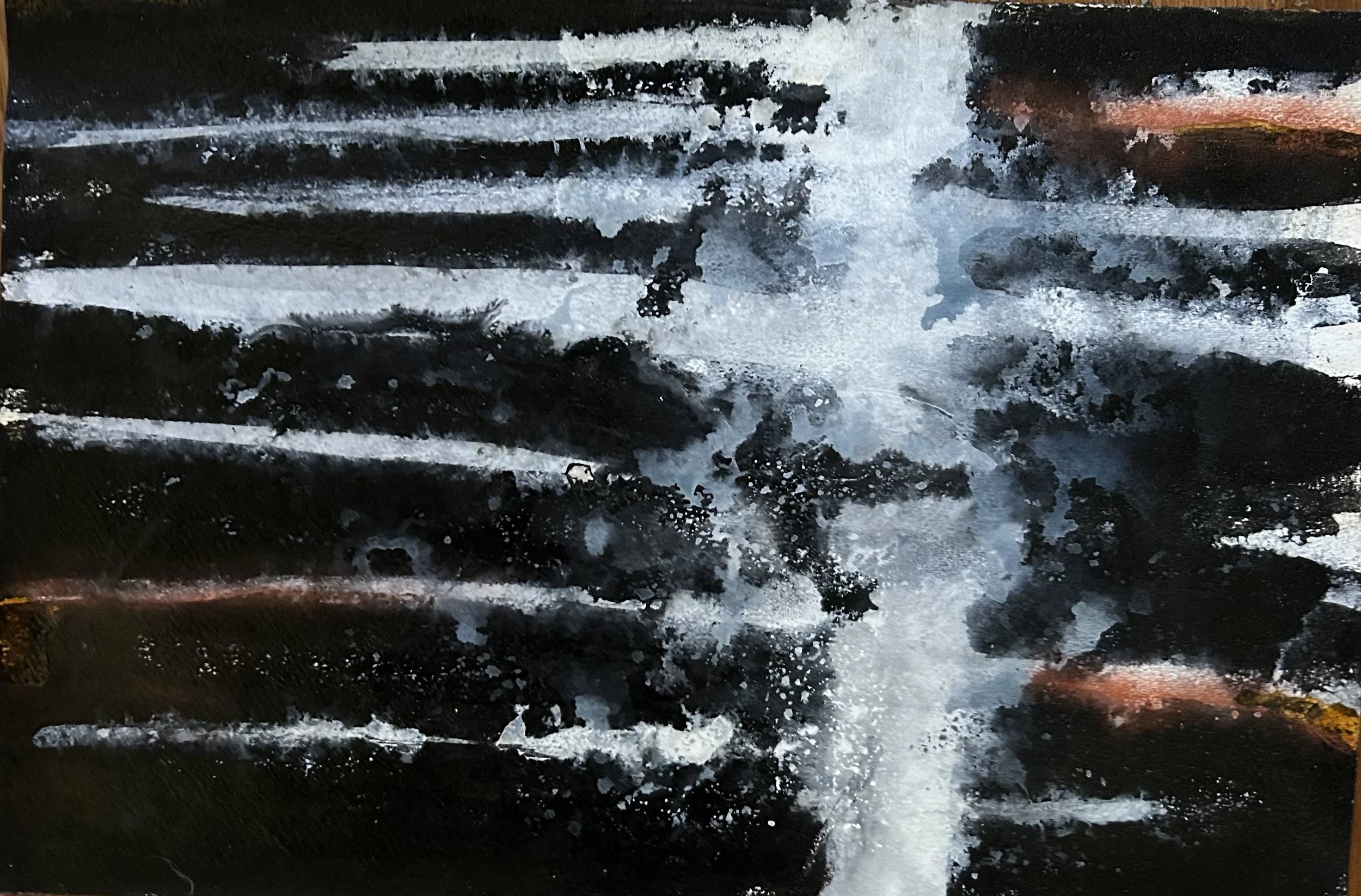 Spring 3  ink and water color on paper  12" x 18"