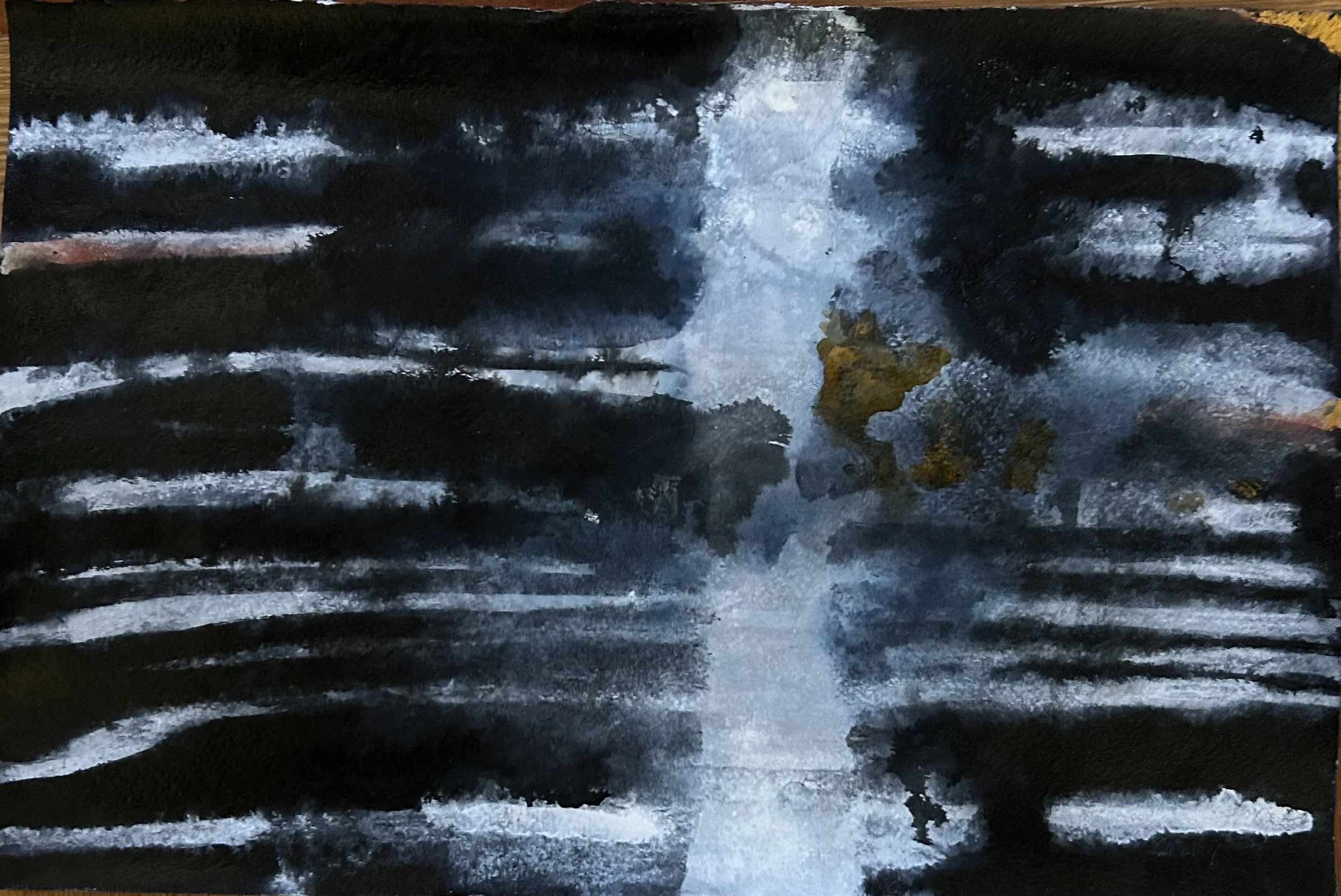 Spring 4  ink , shellac, and water color on paper  12" x 18"