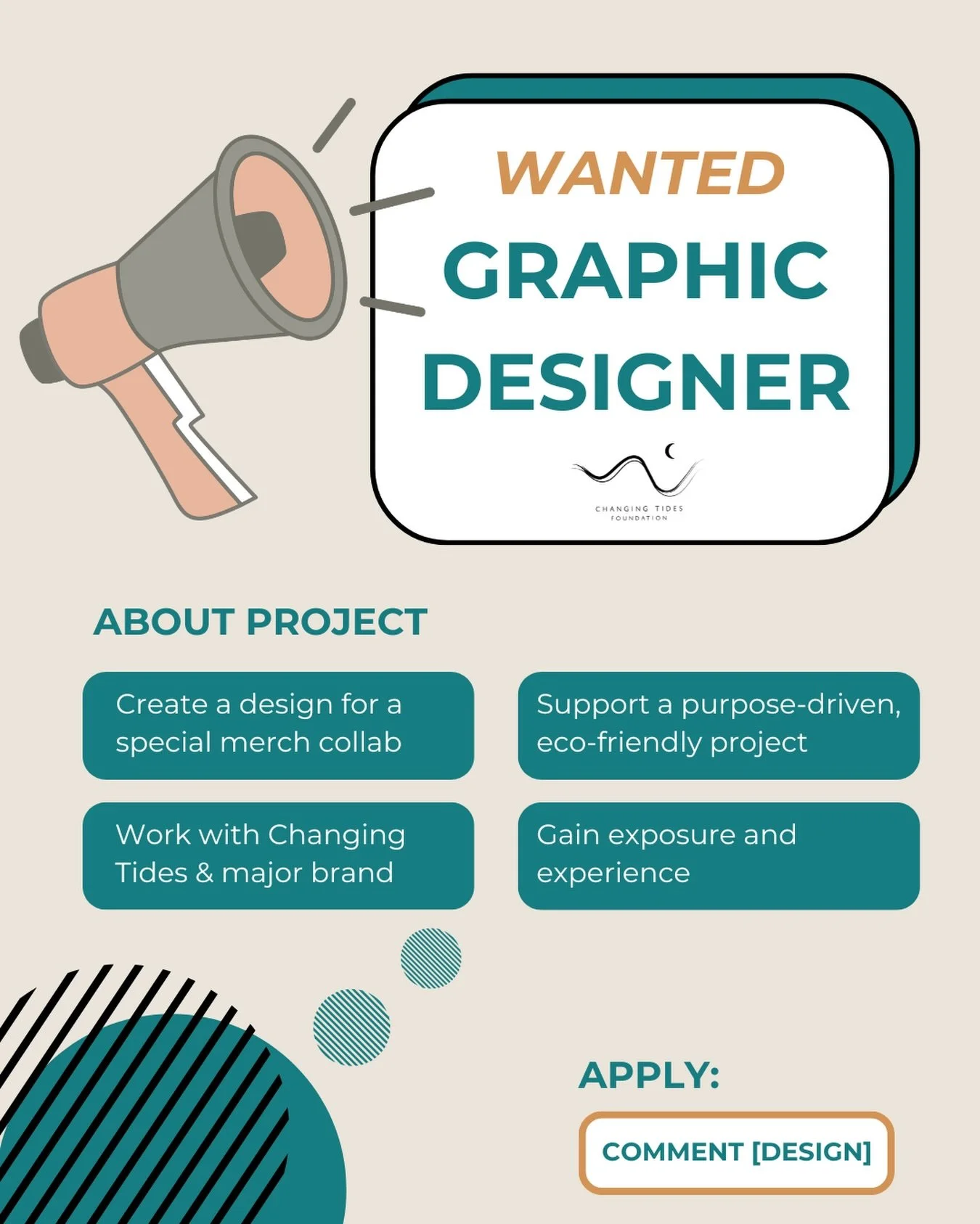 We&rsquo;re looking for a volunteer graphic designer to collaborate on a special merch project! 🎨

This is a unique opportunity to design a standout piece for a purpose-driven, eco-friendly collection, while gaining exposure and working alongside Ch
