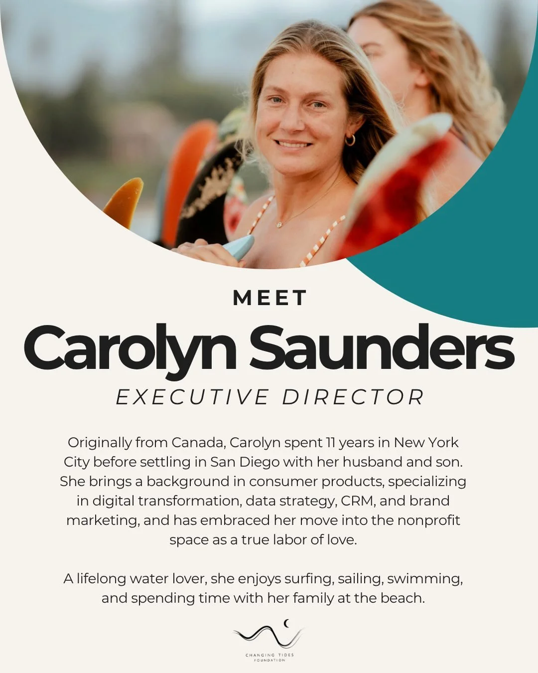 Meet Carolyn 🌊

Originally from Canada, Carolyn spent 11 years in New York City before settling in San Diego with her husband and young son.

Her background is in digital transformation and brand marketing, and she approaches her work with a thought