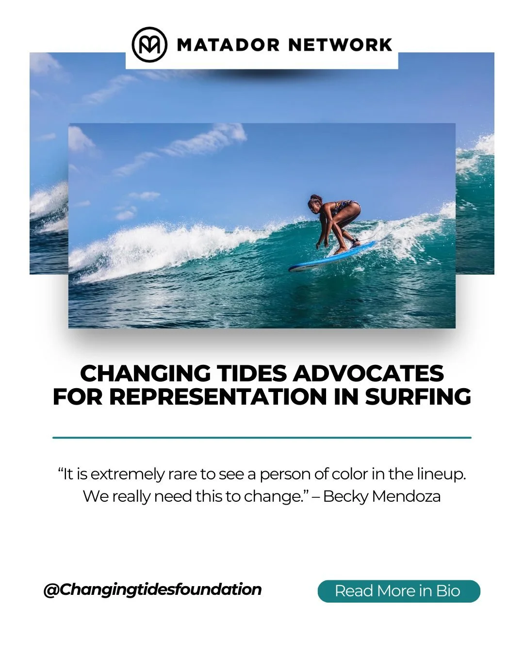 Throwback to this important feature on representation in surfing 🌊 Back in 2019, Matador Network highlighted the need for more visibility and opportunity for teen girls in the waves.

At Changing Tides, we continue working to create spaces where gir