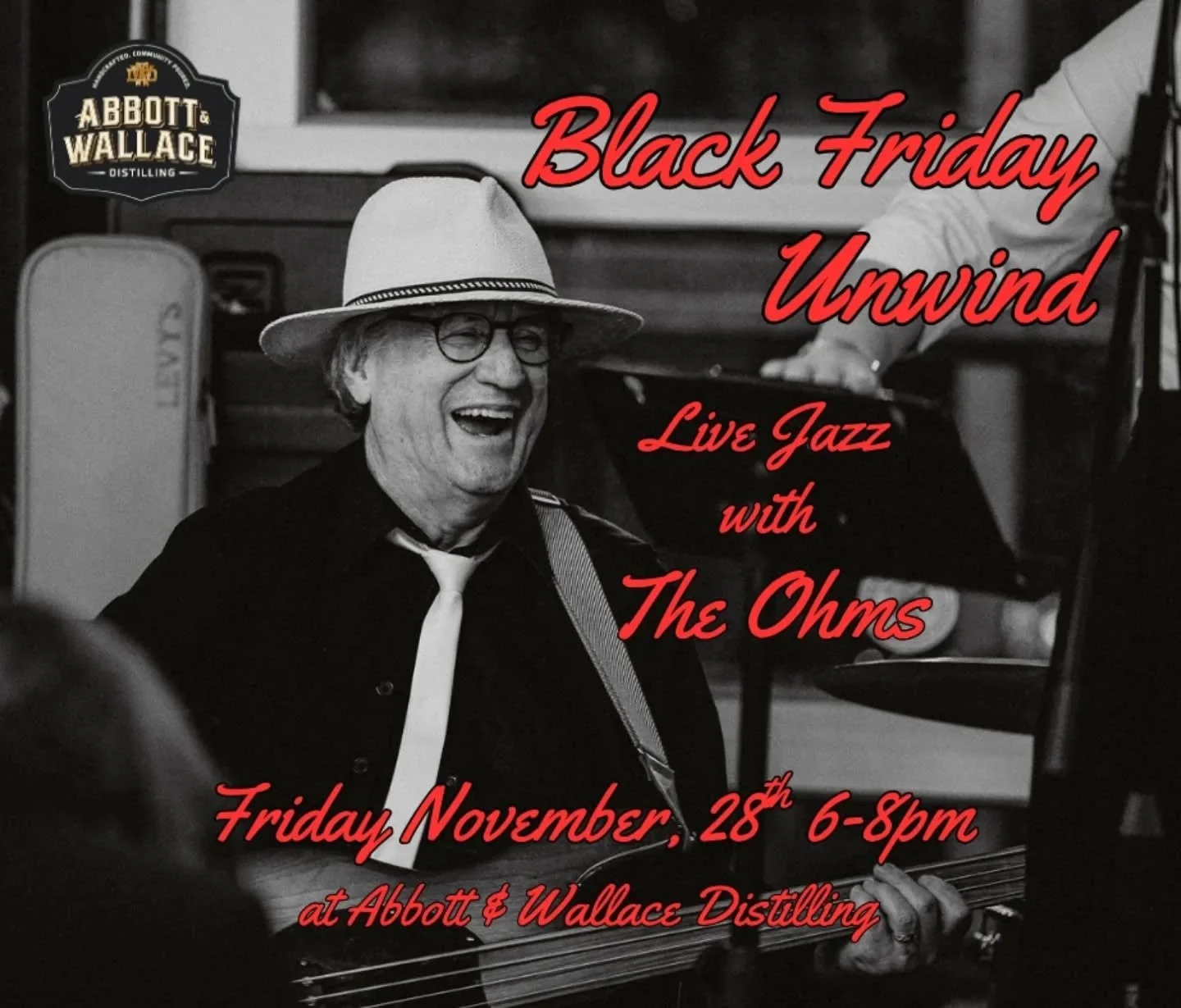 Unwind with Friday Night Jazz with The Ohms 6-8pm.  A duo from our favorite @onnikaandtheobsession band. We might get a few songs from Onnika too. 

Whiskey Mini Bottle 4-packs go on sale for $20.

Let's keep that holiday spirit rolling!