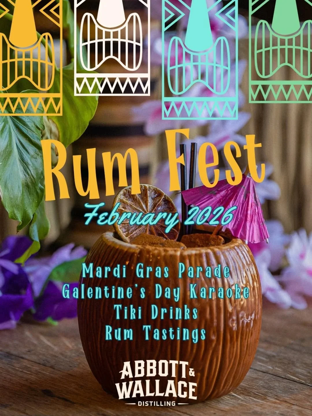 Rum Fest 9 rolls in like coconuts February 5th-28th. Tiki Drinks, Rum Tastings, and Food Specials culminate in our annual Mardi Gras Party (2/14) and set sail with @ukuleledave February 28th.

Of course, Classic Cocktails will still be available, but