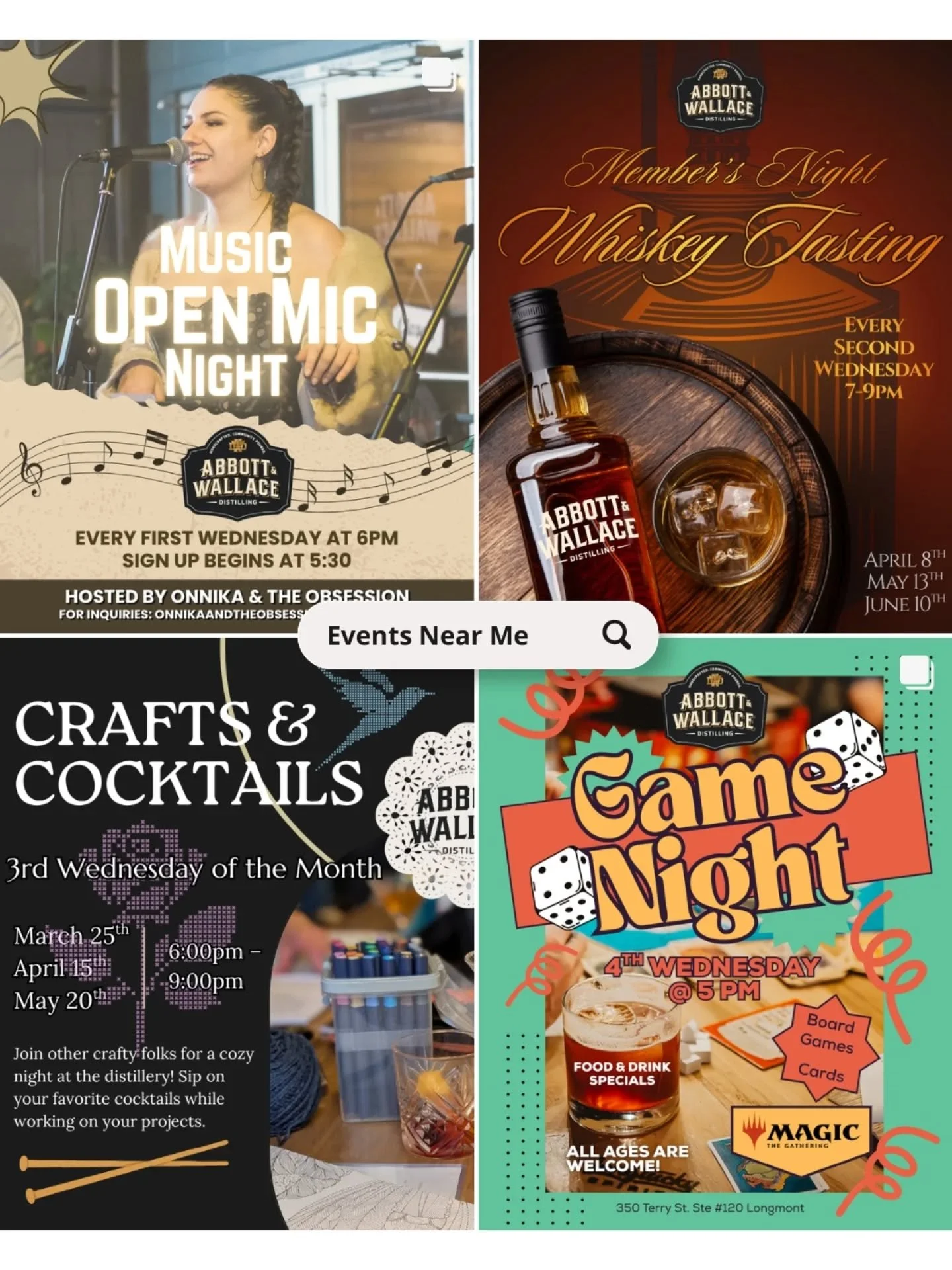 Abbott &amp; Wallace is the place to be on a Wednesday Evening! We're bringing back a Member's Night &amp; Whiskey Tasting every second Wednesday to complete a full month of Wednesday fun! We're doubling down this week (due to Spring Break) with Game