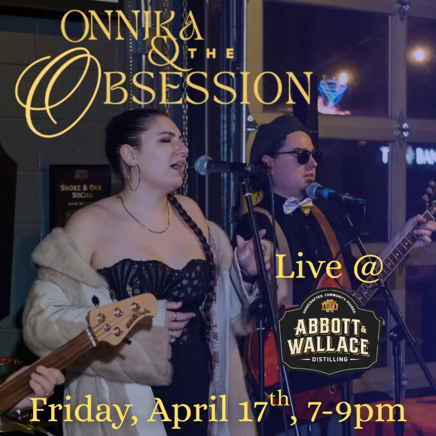 Cool weather is a perfect occasion to get cozy with @onnikaandtheobsession She can warm your soul with powerful lyrics and a talented band. Friday Night 7-9pm.

Netflix and chill. Nah, Distill &amp; Chill with Abbott &amp; Wallace.