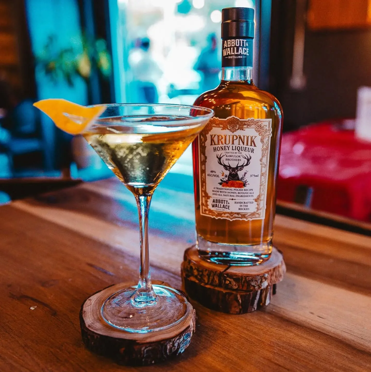 Come to the land of Milk &amp; Honey. Enjoy a cocktail, maybe Game Night or Trivia. You can't go wrong with a little Krupnik cocktail. The Milk &amp; Honey features our new Honey Liqueur, Alpine Gin, Lemon and Chamomile all milk clarified. Bright and