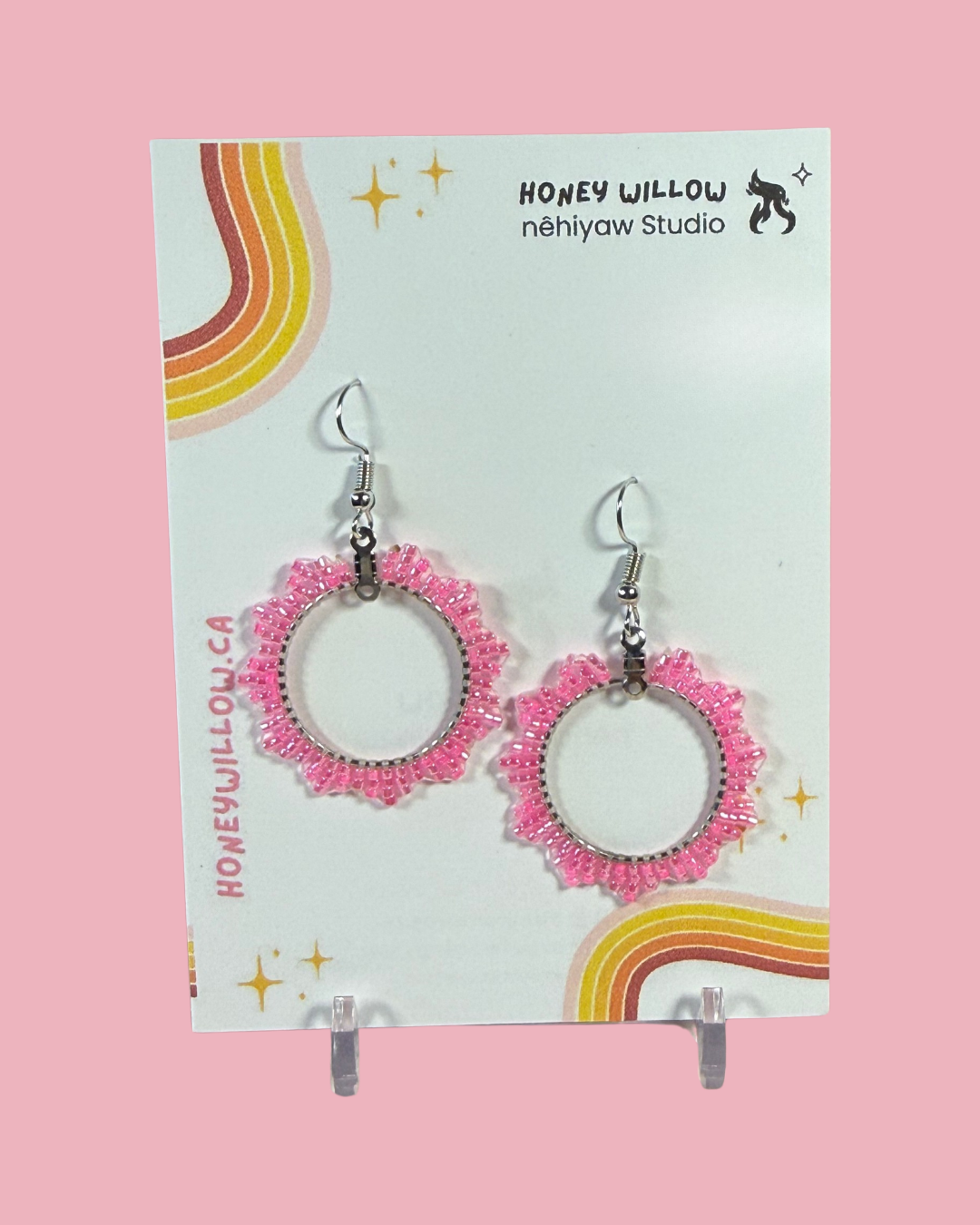 Hot Pink Spiked - Hoop Earrings