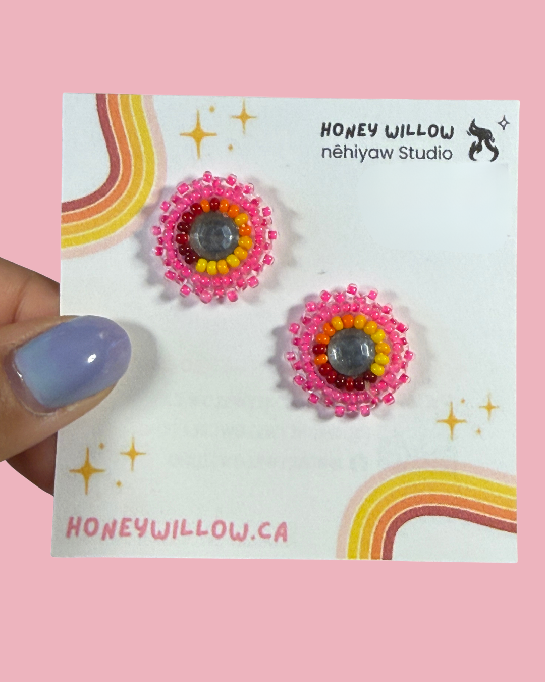 Hot Pink - Gem Stud Earrings